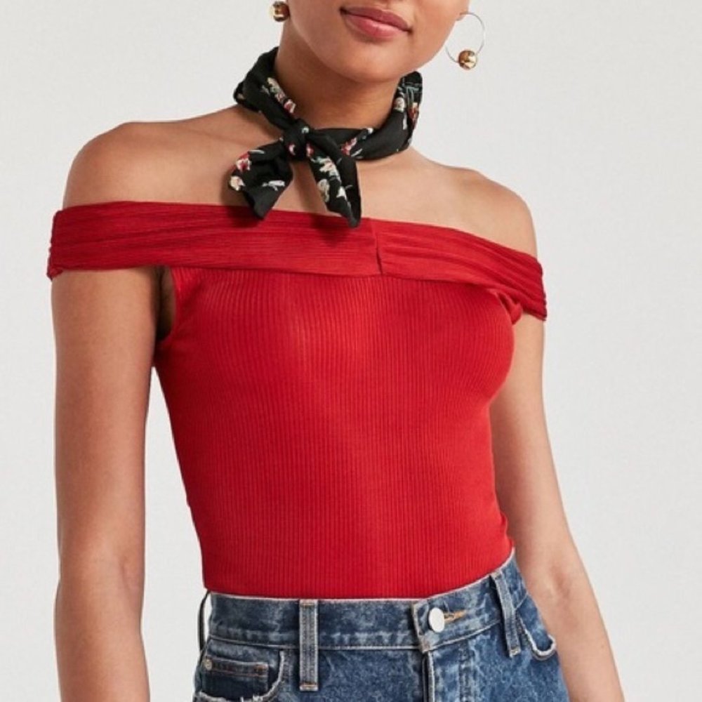 Red off the shoulder Urban Outfitters crop top